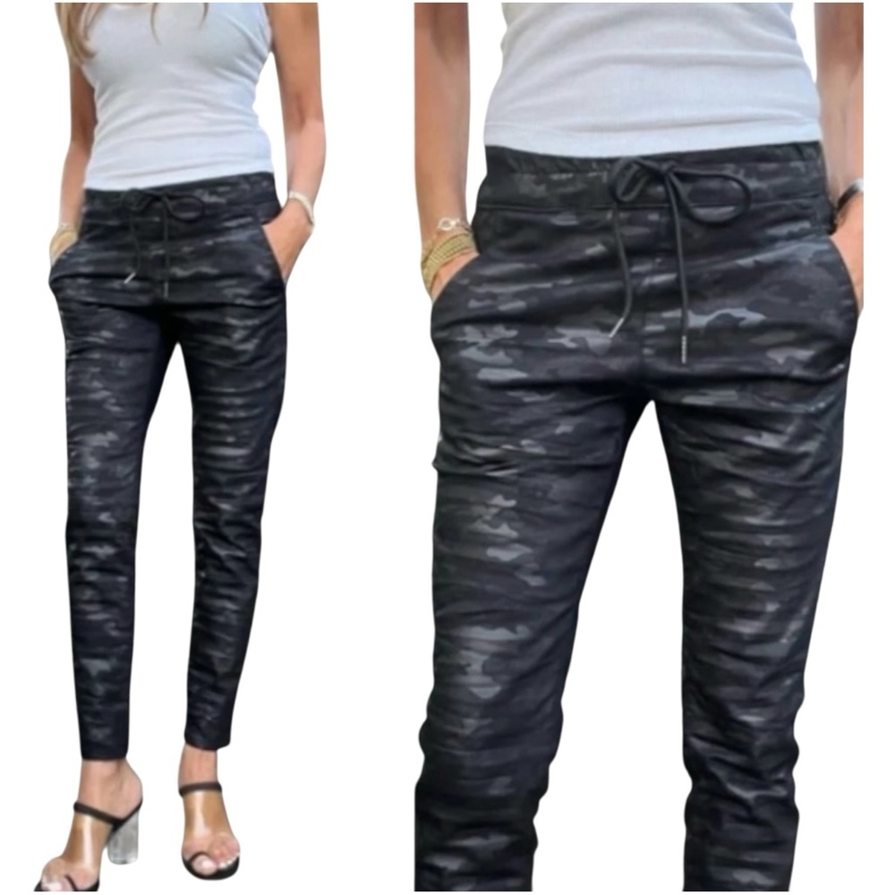Bevy‎ Flog Shely Camo Jogger Pants Black Gray Pull On Stretch Size 26